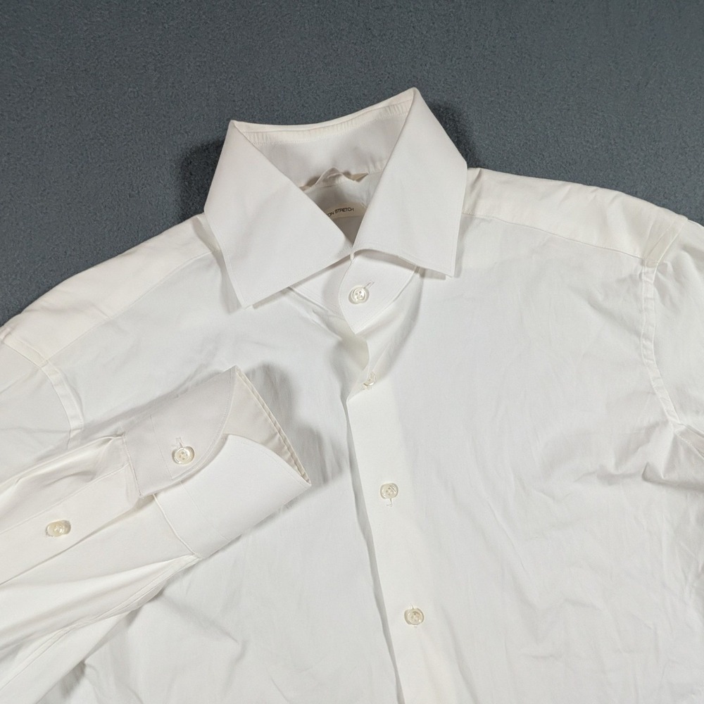 Suitsupply Dress Shirt Mens 15.5 40 Tailored White Stretch Long Sleeve